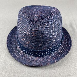Blue Blue Japan Indigo Chino Fedora Hat Mens Size 2 Blue Pink